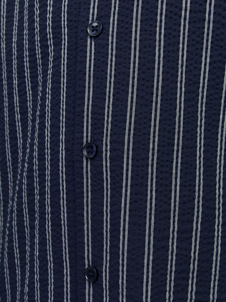 JACK & JONES JUNIOR Blue Stripe Short Sleeve Revere Collar Shirt - Image 7 of 7