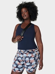 Blue Coral Print Power 6" Biker Shorts - Image 1 of 8