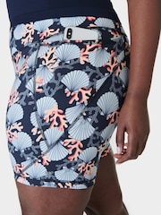 Blue Coral Print Power 6" Biker Shorts - Image 2 of 8