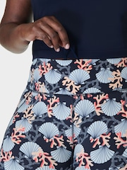 Blue Coral Print Power 6" Biker Shorts - Image 4 of 8