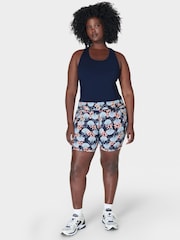 Blue Coral Print Power 6" Biker Shorts - Image 7 of 8