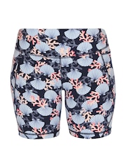 Blue Coral Print Power 6" Biker Shorts - Image 8 of 8