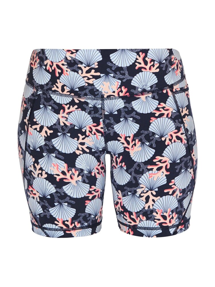 Blue Coral Print Power 6" Biker Shorts - Image 8 of 8
