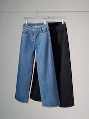 The Set Black/Mid Blue 2 Pack Denim Wide Leg 100% Cotton Jeans - Image 2 of 8