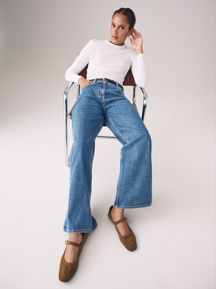 The Set Black/Mid Blue 2 Pack Denim Wide Leg 100% Cotton Jeans - Image 3 of 8