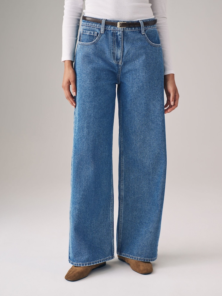 The Set Black/Mid Blue 2 Pack Denim Wide Leg 100% Cotton Jeans - Image 4 of 8