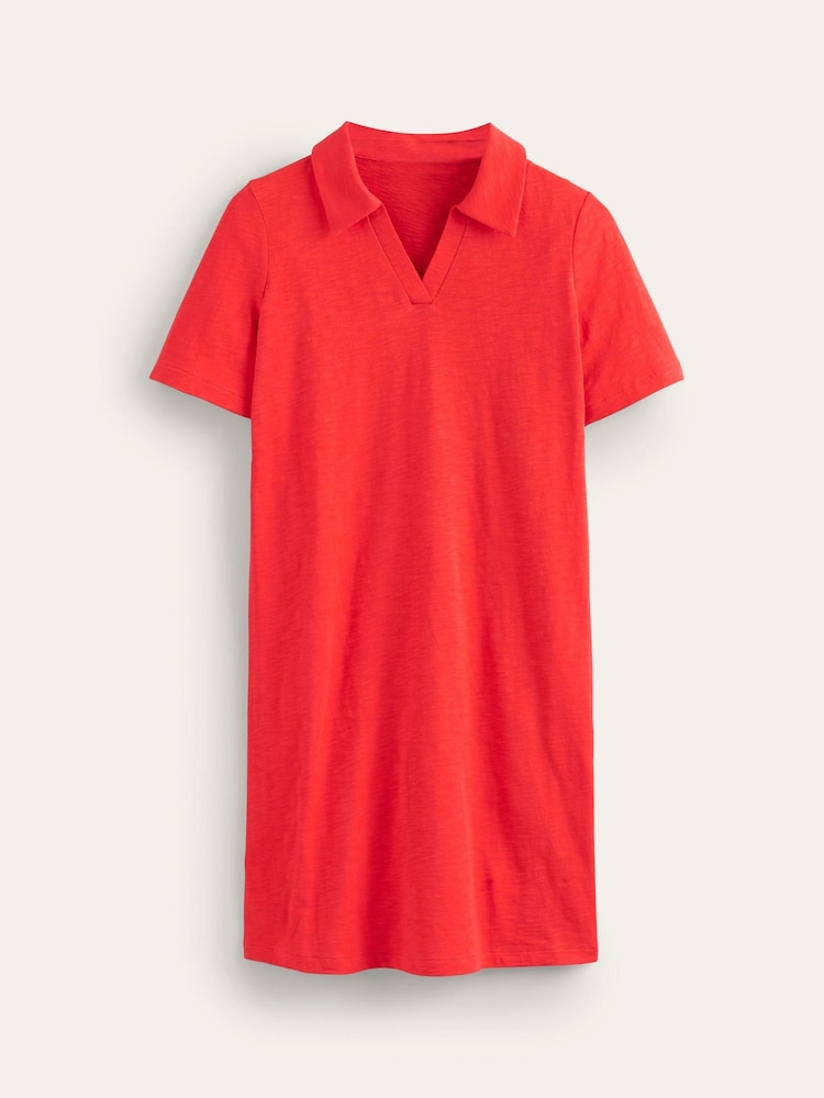 Boden Red Ingrid Polo 100% Cotton Dress - Image 5 of 5