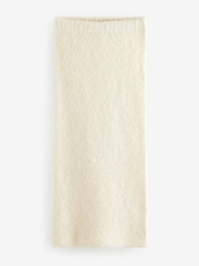 White Ecru Co-ord Bouclé Knitted Textured Column Midi Skirt - Image 7 of 8