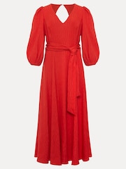 Phase Eight Orange Petite Marilyn Puff Sleeve Midi Dress - Image 7 of 7
