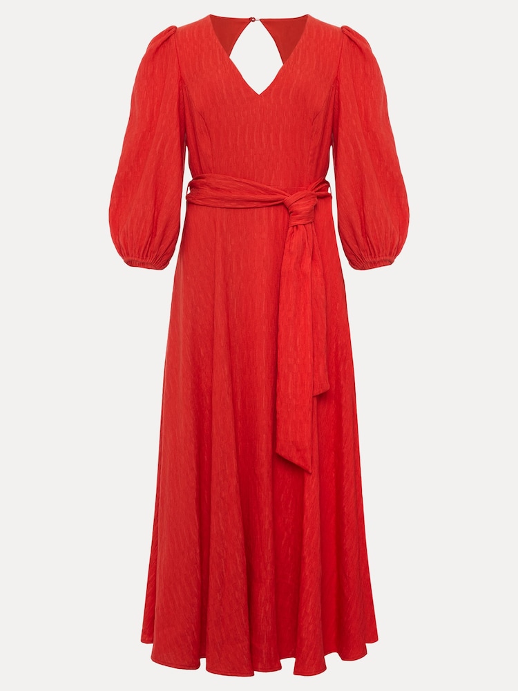 Phase Eight Orange Petite Marilyn Puff Sleeve Midi Dress - Image 7 of 7
