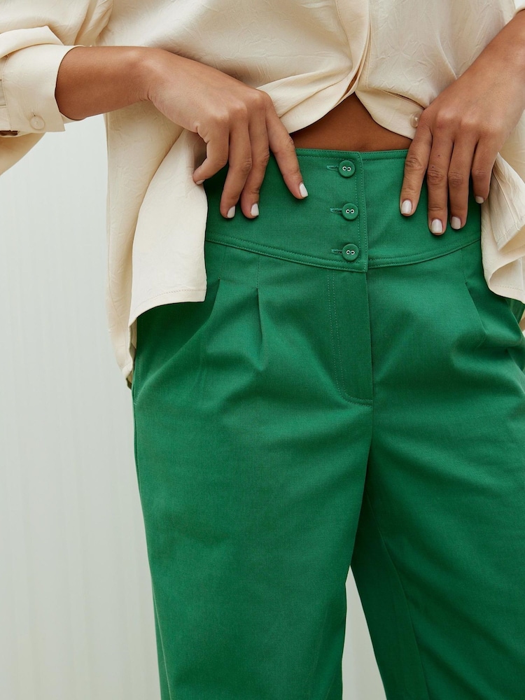 Oliver Bonas Green Basque Wide Leg Trousers - Image 3 of 8