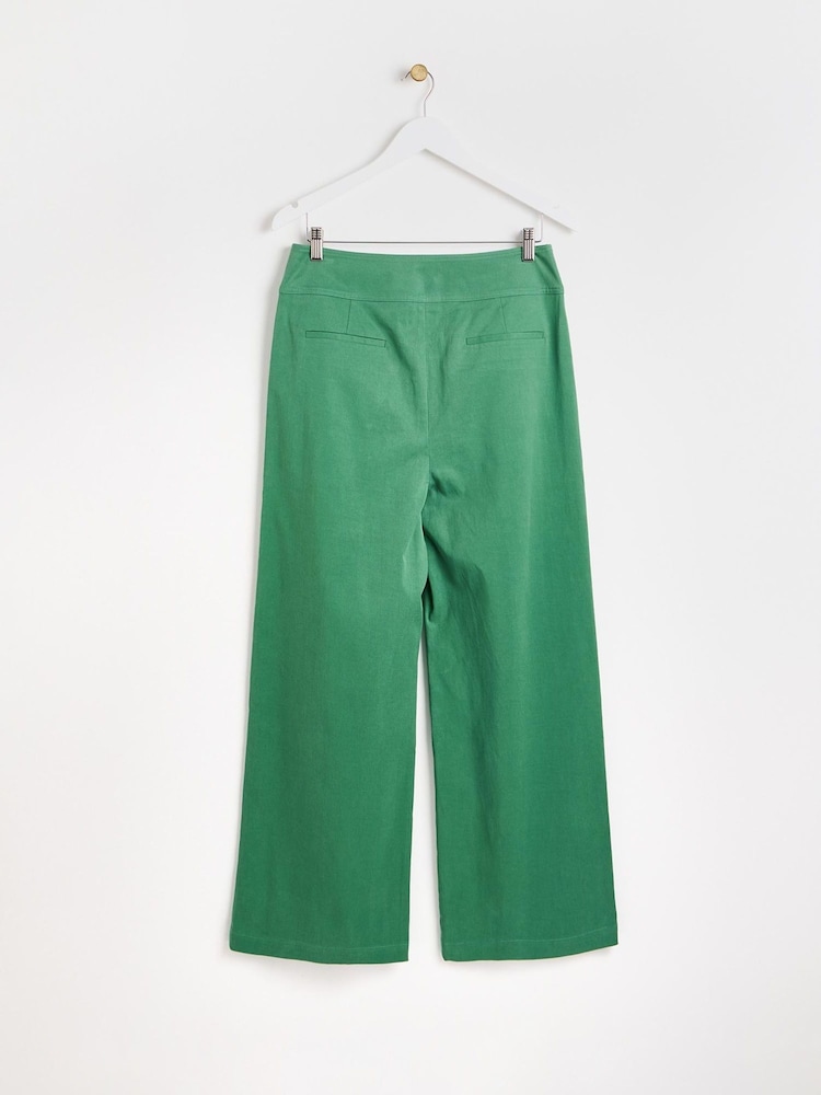 Oliver Bonas Green Basque Wide Leg Trousers - Image 5 of 8