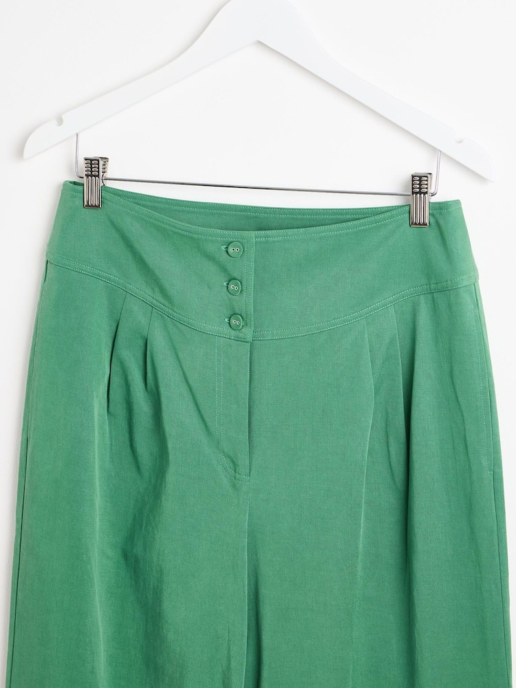 Oliver Bonas Green Basque Wide Leg Trousers - Image 6 of 8