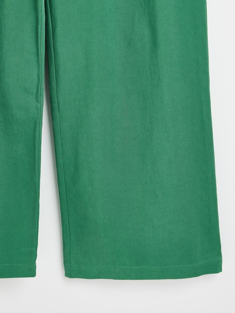 Oliver Bonas Green Basque Wide Leg Trousers - Image 8 of 8