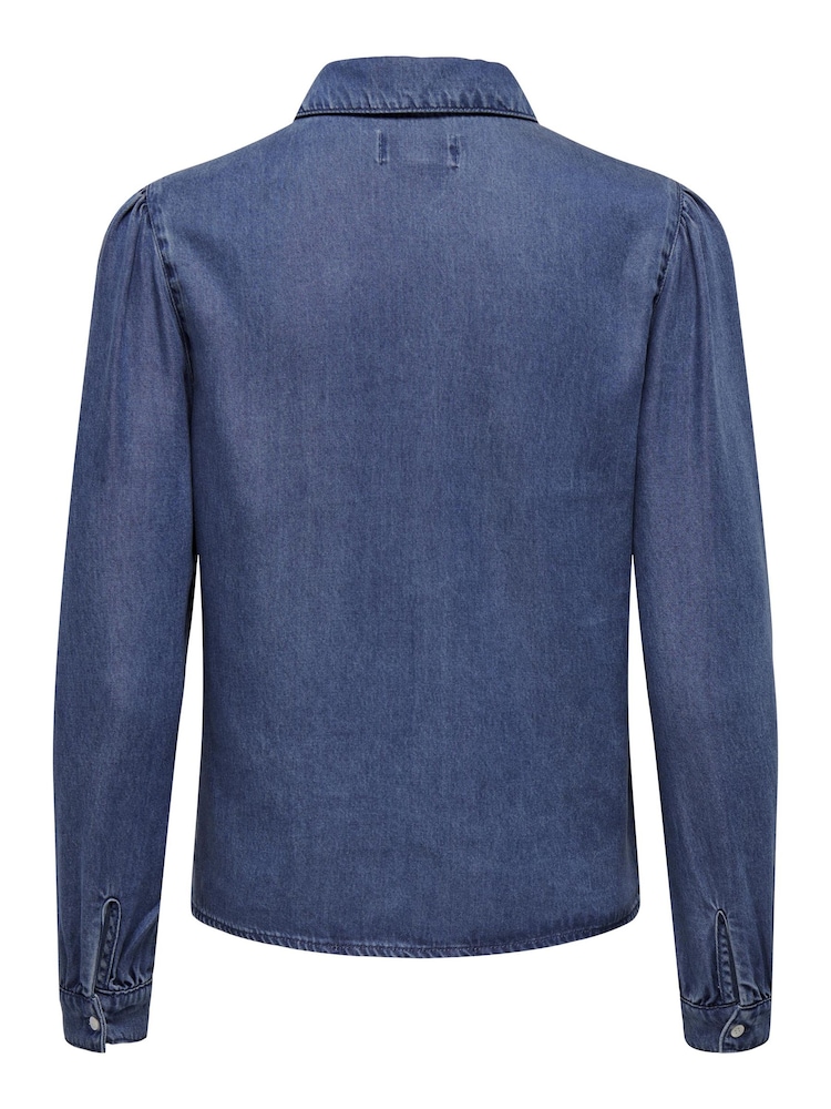 ONLY Blue Tencel Denim Western Shirt - Image 5 of 5