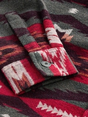Red Borg Lined Pattern Shacket - Image 10 of 11