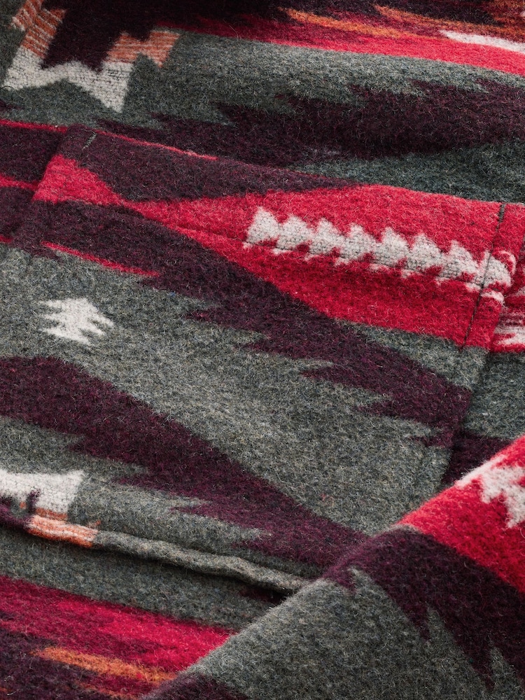 Red Borg Lined Pattern Shacket - Image 11 of 11