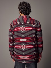 Red Borg Lined Pattern Shacket - Image 3 of 11