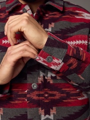 Red Borg Lined Pattern Shacket - Image 6 of 11