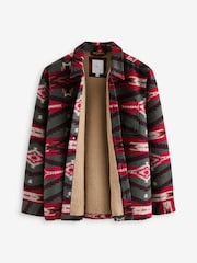 Red Borg Lined Pattern Shacket - Image 8 of 11