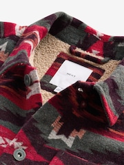 Red Borg Lined Pattern Shacket - Image 9 of 11