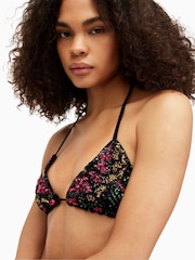 AllSaints Black Embroidered Jamilia Bikini Top - Image 2 of 5