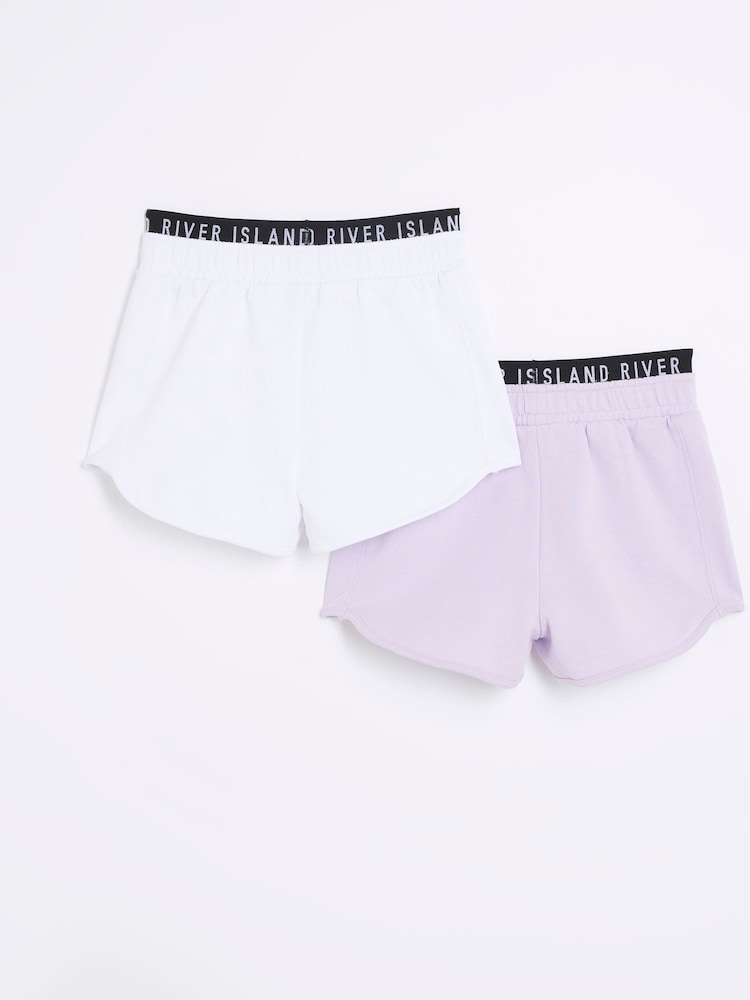 Lila - River Island – Lauf-Shorts für Damen aus 100 % Baumwolle im 2er-Pack - Bild 1 von 3