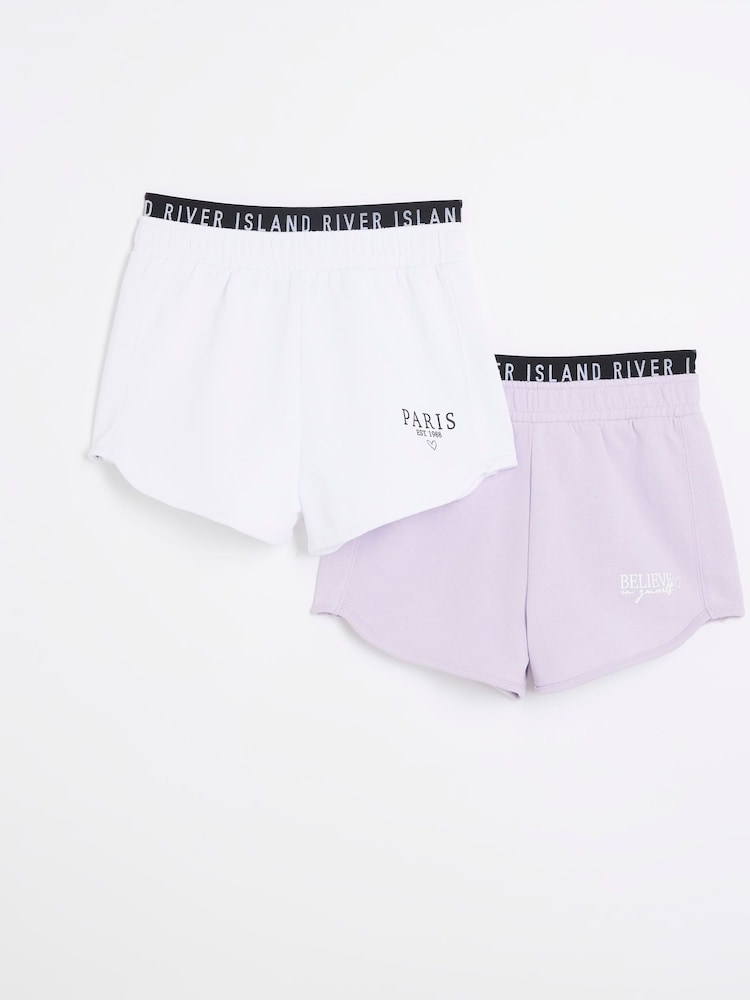 Lila - River Island – Lauf-Shorts für Damen aus 100 % Baumwolle im 2er-Pack - Bild 2 von 3