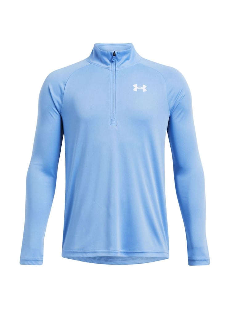 Under Armour Blue Chrome Youth Tech 2.0 1/2 Zip 100% Cotton Sweatshirt - Image 1 of 3