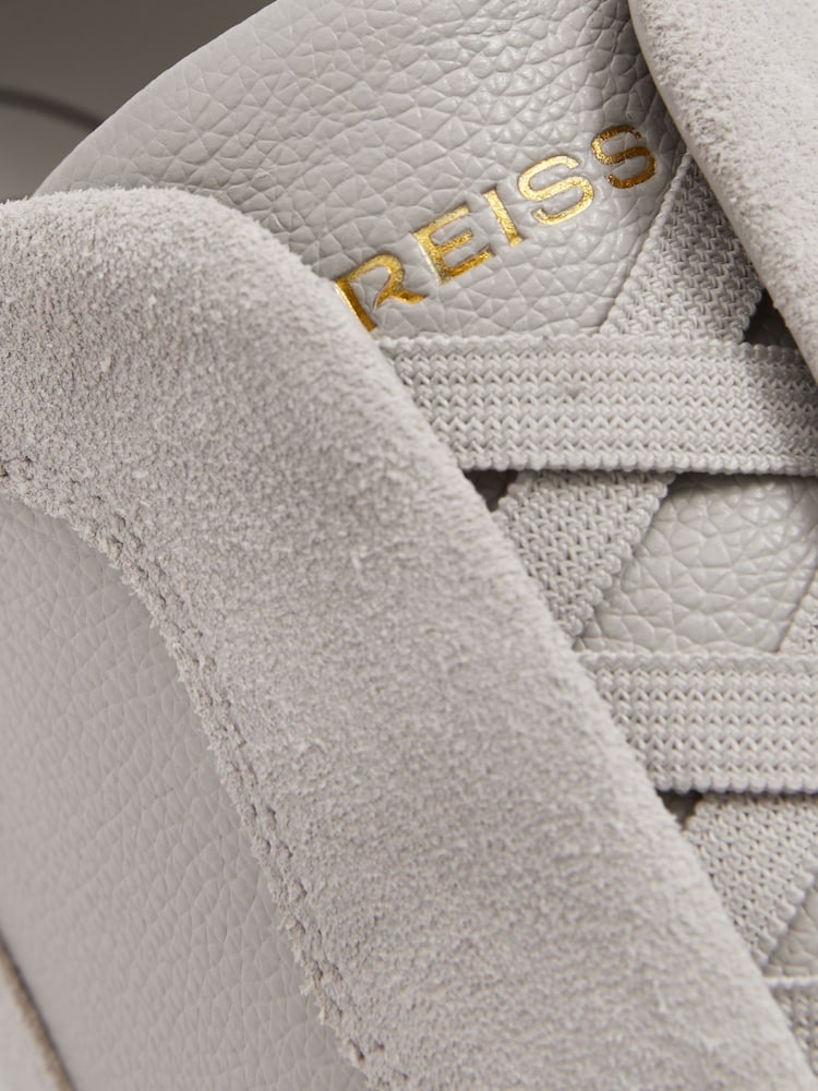 Reiss Grey Cruz Grained Leather Elasticated Lace Trainers - Image 5 of 5 Reiss Grey Cruz Grained Leather Elasticated Lace Trainers - Image 5 of 5