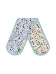 Cath Kidston Purple Double Oven 100% Cotton Gloves Twin Flowers - Image 1 of 2