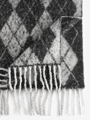 Black/Grey Argyle Heavyweight Blanket Scarf - Image 6 of 7