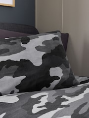 Blue Camo Super Soft Reversible Fleece Duvet Cover and Pillowcase Set - Image 5 of 7