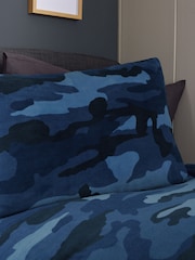 Blue Camo Super Soft Reversible Fleece Duvet Cover and Pillowcase Set - Image 6 of 7