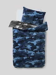 Blue Camo Super Soft Reversible Fleece Duvet Cover and Pillowcase Set - Image 7 of 7