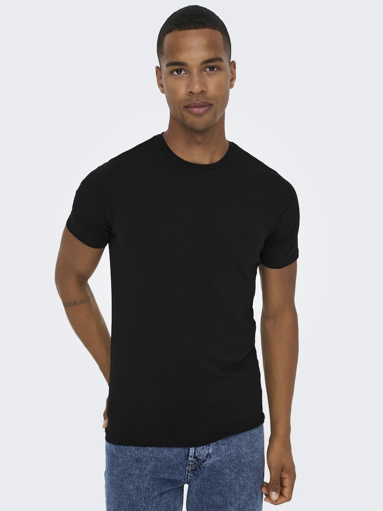 Schwarz - Only & Sons Slim Fit T-Shirts 2 Pack - Bild 1 von 7