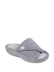 Gris - Pantuflas cruzadas de mujer con puntera abierta y diseño mullido Isotoner de Totes - Imagen 3 de 5