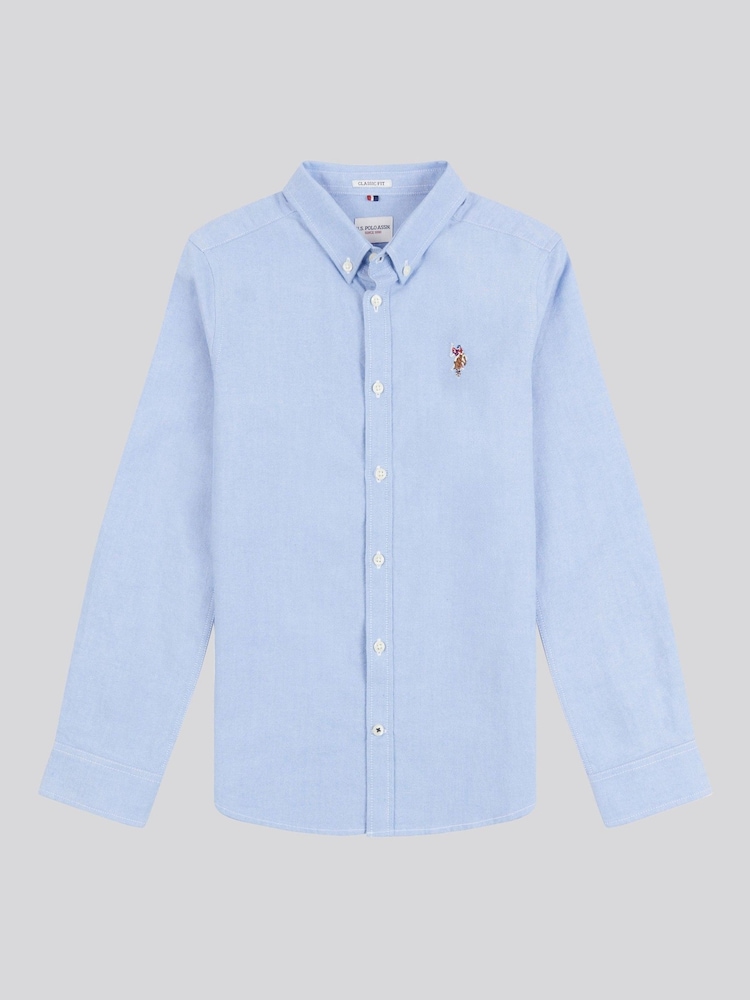 U.S. Polo Assn. Blue Boys Peached 100% Cotton Oxford Shirt - Image 1 of 3