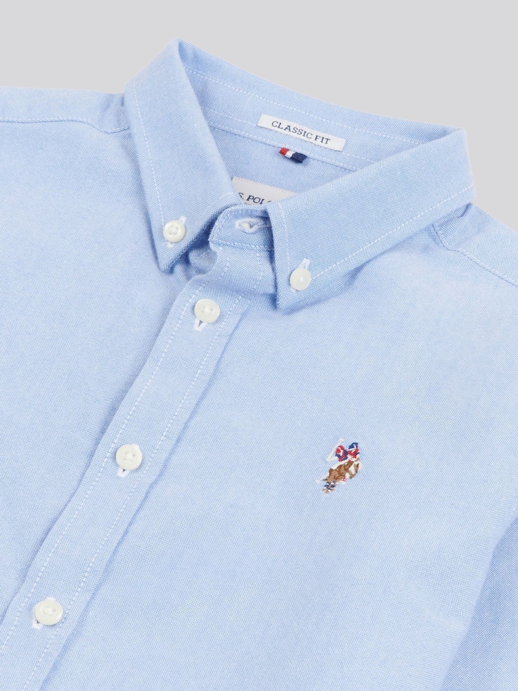U.S. Polo Assn. Blue Boys Peached 100% Cotton Oxford Shirt - Image 3 of 3