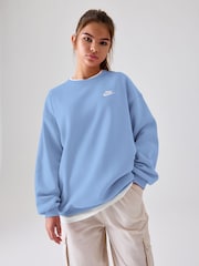 Nike Blue Pulse Oversized Club Fleece Sweatshirt - Image 1 of 9