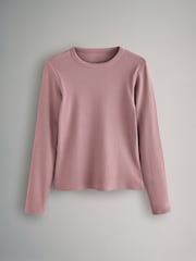 The Set Black/Berry Red/Chocolate Brown/Mauve Pink/Stripe 5 Pack Ribbed Long Sleeve T-Shirts - Image 9 of 13