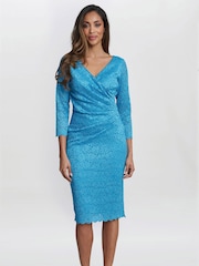 Gina Bacconi Blue Melody Lace Wrap Dress - Image 1 of 5