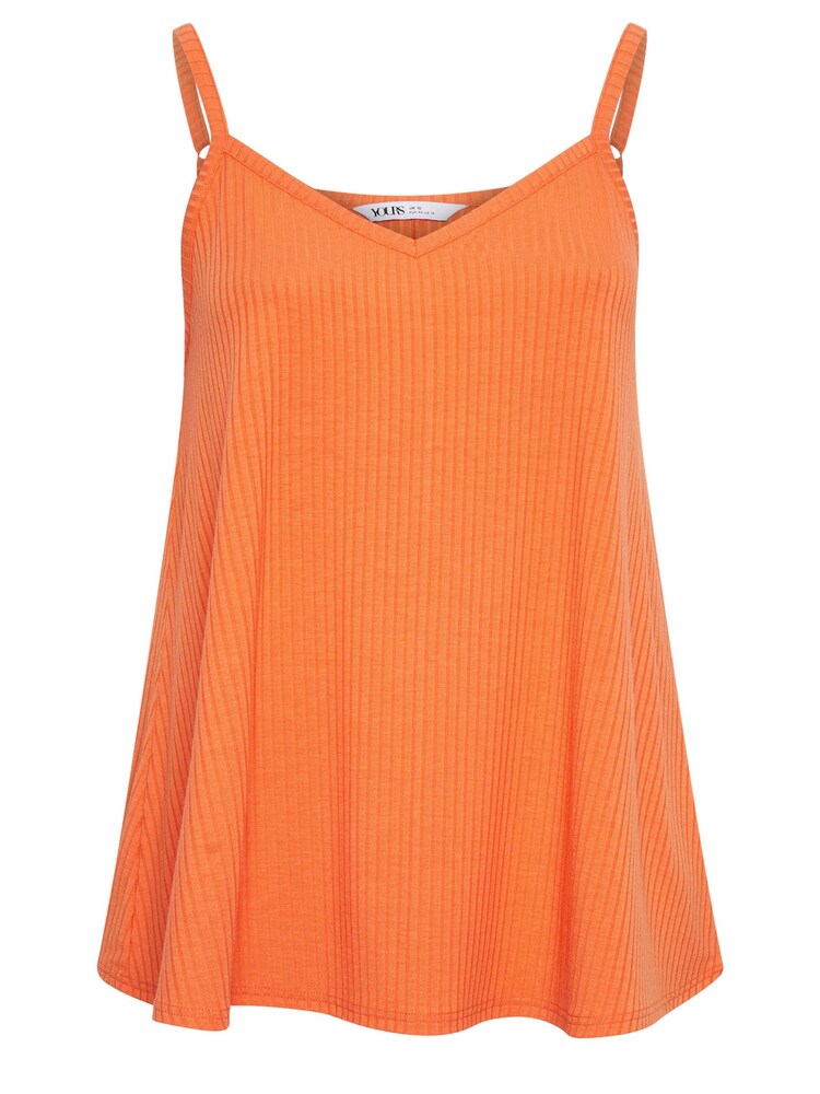 Yours Curve Orange Ribbed Cami - Image 5 of 5 Yours Curve Orange Ribbed Cami - Image 5 of 5