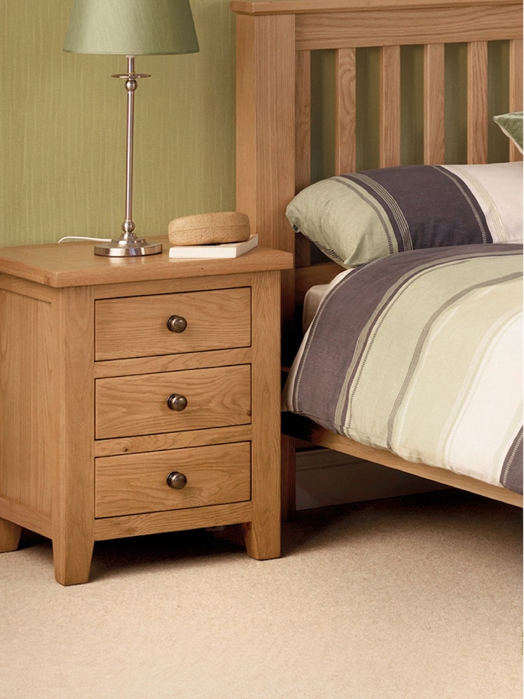 Julian Bowen Brown Marlborough 3 Drawer Bedside Table - Image 1 of 4