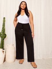 Negru - Curves Like These Jersey Evazat Pantaloni - Imaginea 2 din 4