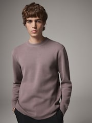 Mauve Purple Regular Fit Cotton Rich Crew Jumper - Image 1 of 7