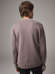 Mauve Purple Regular Fit Cotton Rich Crew Jumper - Image 3 of 7