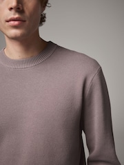 Mauve Purple Regular Fit Cotton Rich Crew Jumper - Image 4 of 7