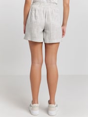 Simply Be White Tie Waist Linen Striped Shorts - Image 1 of 4