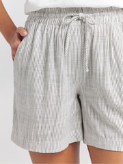 Simply Be White Tie Waist Linen Striped Shorts - Image 3 of 4